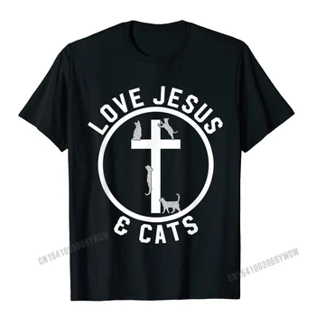 Chrześcijańska T-Shirt Love Jesus Cats Lover Zabawny Religijny Prezent Camisas Męskie Zabawne Bawełniane Męskie Topy, Codzienne Śmieszne Koszulki 5