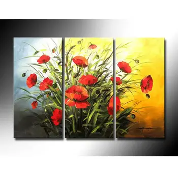 Ręcznie Malowane Olejem Czerwony Tulipan Nowoczesny Obraz Olejny Na Płótnie Sztuka Dekoracji Ścian Kwiat Obraz Olejny Uchwyt Sztuka