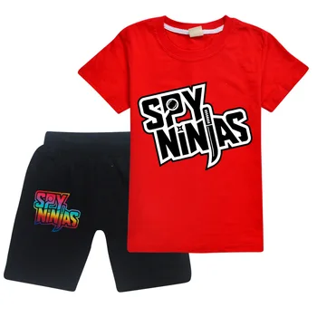 Nowy Modny Strój dla chłopców, t-shirty, Odzież Dziecięca z ninja-zwiadowców, zabawne t-shirt, Kurtki dla dziewczynki, Garnitur, Dziecięcy, letni zestaw, Spodenki dla chłopców