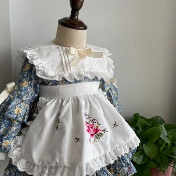 Hiszpańskie Sukienka z Kwiatowym Wzorem dla dziewczyn, dla Dzieci Koronkowe Sukienki w stylu Lolity dla Małych Dziewczynek, Suknia na Pierwsze Urodziny, Baby Sukienka Z Haftem, Vestidos