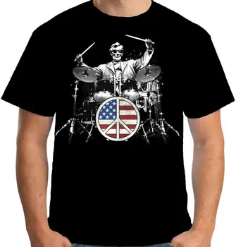 Gorąca Wyprzedaż Letnia Męska Koszulka Rock 101 Z Muzyką Bębnów President Lincoln USA Cnd A15403 Bawełna Dla Męskich Koszul