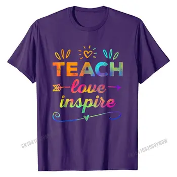 Teach & amp; Love Inspire Teacher Edukacyjna Koszulka Męska Damska Prezent Bawełniana Spersonalizowane Koszulki Rodzinne Męskie Koszulki Normalne