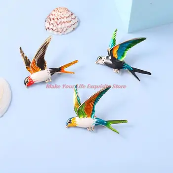 Emalia Latająca Jaskółka Broszka Szpilki Dla Kobiet Zwierząt Ptak Broszka Biżuteria Prezent 1