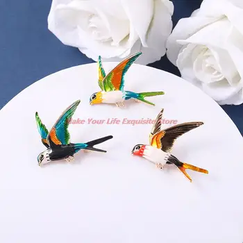 Emalia Latająca Jaskółka Broszka Szpilki Dla Kobiet Zwierząt Ptak Broszka Biżuteria Prezent 5