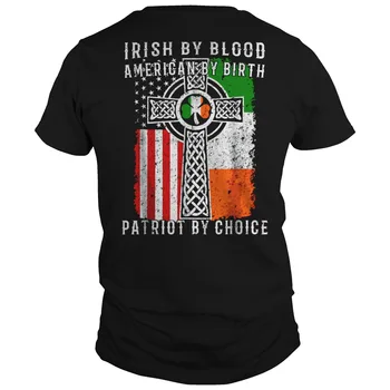 Irlandczyk z krwi, amerykanin z pochodzenia. Koszulka Patriot By Choice z кельтским krzyżem. Letnia, Bawełniana Męska Koszulka Z Okrągłym Dekoltem I Krótkim Rękawem New