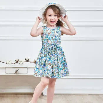 Lider sprzedaży 2020 roku, nową sukienkę dla dziewczynek, dla dzieci modne bawełny sukienka z kwiatowym nadrukiem i kapelusz dla dziewczyn 3-8 lat!