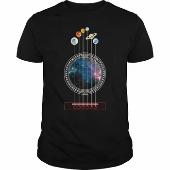 Gitarzysta, Gitara Wszechświat Planet t-Shirt Czarny Bawełna S-3XL Męskie Fajna Koszulka t-Shirt Bawełna
