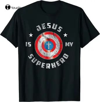 Jezus - mój Superbohater Zabawa Chrześcijańska Religijna t-Shirt Czarny S-3Xl