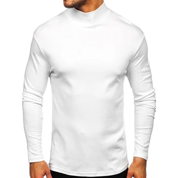 8 Kolorów, Męska Modny w jednolitym kolorze Golf, Podstawowe koszulki, Dopasowany Męski Sweter z Długim Rękawem dla Zimy i Jesieni