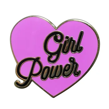Feministyczna Эмалевая Szpilka Girl Power Różowy Kształt Serca Odzież Koszula Jeans Broszka Ikonę Urocze Szpilki Metalowe Broszki dla Kobiet