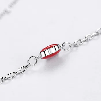 S925 Srebrny Naszyjnik Dla Kobiet Czerwone Serce Miłość Naszyjnik dla Dziewczyny Moda DIY Prezent Biżuteria 45 cm 0
