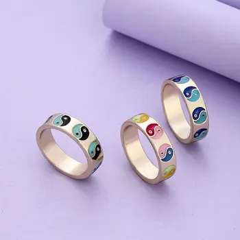 Kreatywne Kolorowe Pierścienie Tai-Chi Dla Kobiet, Moda Damska Biżuteria Ze Stopu, Dekoracje, Hurt, Sprzedaż Bezpośrednia 2