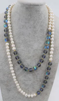 Słodkowodne perły białe prawie przez cały 8-9 mm czarny kwarc 10 mm 50 cali FPPJ sprzedaż hurtowa koraliki natura niebieski рабинбоу