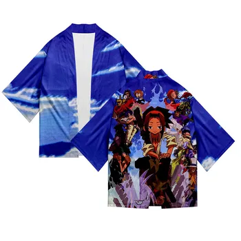 Japońskie Anime Harajuku Kimono Koszula Szaman Król Kreskówka 3d Print Modne Męskie Bluzki Z Rękawami W Siedem Punktów Sweter Kurtka Plus size