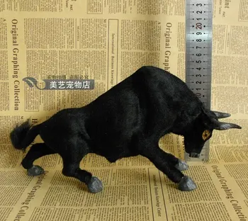 Model symulacyjny bydła, polietylen i futro 30x15 cm, czarny bydło, zabawki handmade, rekwizyty, dekoracja domu, prezent na boże narodzenie b3711