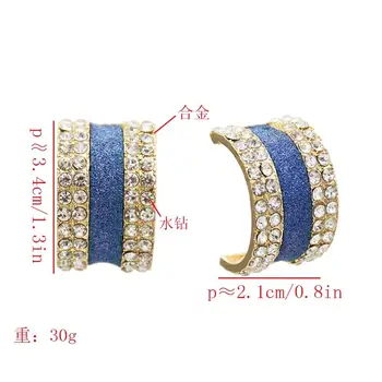 Koreański Nowy Elegancki Rhinestone przesadzone Półkole Kolczyki-Pierścionki Dla Kobiet C Forma Moda Koło Букле D ' nazywany oreille Biżuteria 3