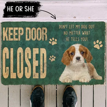 3D Zachowaj Drzwi Zamknięte Cavalier King Charles Spaniele Pies Na Zamówienie Podłoga Maty Antypoślizgowe Drzwi Maty Wystrój Ganku Mata