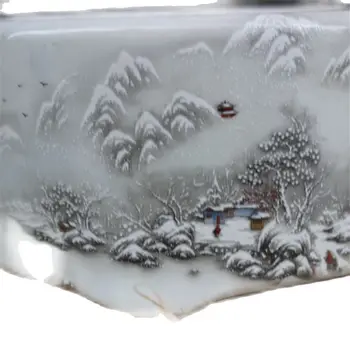 Zabytkowa porcelana, pastel, śnieżny krajobraz, pejzaż mapa, popielniczka handmade