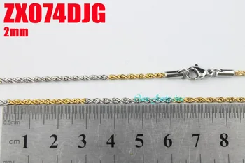 200 szt 2 mm średnica złoty naszyjnik ze stali nierdzewnej twist łańcuch stalowa lina łańcuch męska moda damska biżuteria ZX074DJG