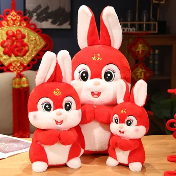 2023 Chiński Zodiak Fortune Królik Sylwester Tang Garnitur Ładny Królik Domowy Wystrój Wypchane Zabawki Kreatywne Noworoczny Specjalny Prezent Dla Dzieci 1