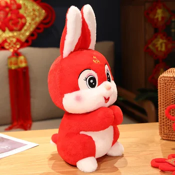 2023 Chiński Zodiak Fortune Królik Sylwester Tang Garnitur Ładny Królik Domowy Wystrój Wypchane Zabawki Kreatywne Noworoczny Specjalny Prezent Dla Dzieci 3