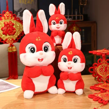2023 Chiński Zodiak Fortune Królik Sylwester Tang Garnitur Ładny Królik Domowy Wystrój Wypchane Zabawki Kreatywne Noworoczny Specjalny Prezent Dla Dzieci 5