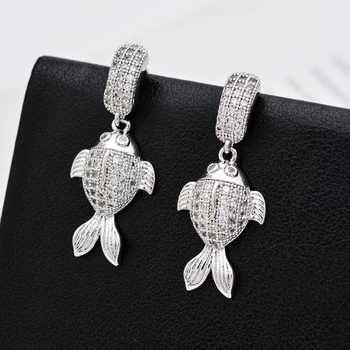 Luksusowe miniaturowe kolczyki z цирконом w postaci małej złotej rybki, słodkie i romantyczne biżuteria dla kobiet/dziewczyn ER-261