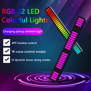 RGB Sterowanie Dźwiękiem Rytm Światła Aktywacja głosem Led Muzyczna Nastrojowa Lampa Muzyka Otaczający Led Poziom Świetlny panelu Sterowanie Aplikacją