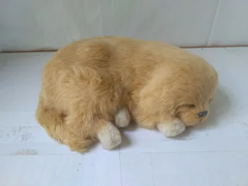 Imitacja oddychania pies zabawka ładny stan hibernacji Golden Retriever lalka prezent około 26x20 cm