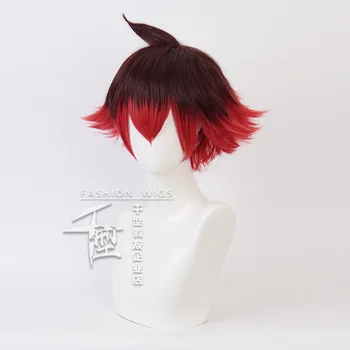 Anime PROMARE Cosplay Peruka Gueira 33 cm Krótkie Syntetyczne Odporne Czerwone i Czarne Włosy Halloween Cosplay