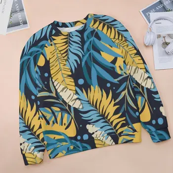 Oryginalne Tropikalne Bluzy Damskie Z Długim Rękawem Żółty Liści Palmowych Kawaii Casual Bluza Nowy Harajuku Zbyt Duży Projekt Bluzy 3