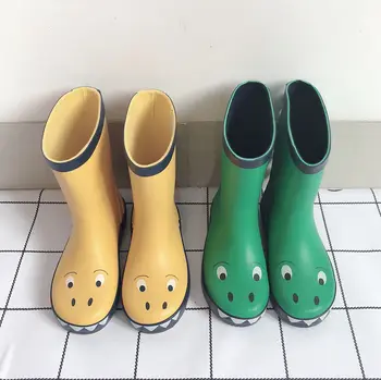 Modne buty dla chłopców i dziewcząt, 3D Gumowe, Wodoodporne Buty dla Dzieci, Nieprzemakalne Buty z Dinozaurem, Zielone, Żółte, Dziecięce Buty Uliczne 2