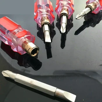 Mini-krótki śrubokręt z szczelinowy wkrętaka krzyżakowego podwójnego zastosowania Wielofunkcyjny 2-calowy przezroczysty Odpinany śrubokręt 2