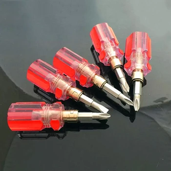 Mini-krótki śrubokręt z szczelinowy wkrętaka krzyżakowego podwójnego zastosowania Wielofunkcyjny 2-calowy przezroczysty Odpinany śrubokręt 3