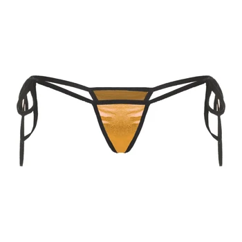 Damskie metalowe Błyszczące majtki-bikini z elastycznym Pasem koronki-up, Stringi z niskim Wejściem, Seksowna Bielizna w kształcie litery 