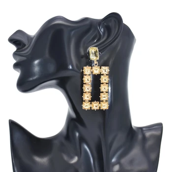 Nowa Moda Geometryczny Kryształ Rhinestone Kolczyki Panie Suknie Ślubne Letnie Biżuteria Prezenty 1