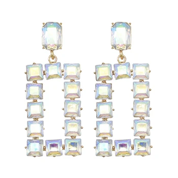 Nowa Moda Geometryczny Kryształ Rhinestone Kolczyki Panie Suknie Ślubne Letnie Biżuteria Prezenty 4