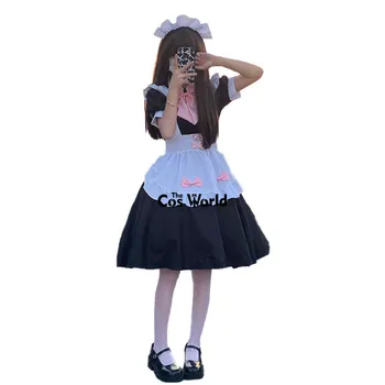 Japoński Fartuch Księżniczki w stylu Lolity dla Dziewczyn, Strój Pokojówki, Mundury, obsługą hotelową, Restauracyjną Odzież, Kostiumy Cosplay Anime