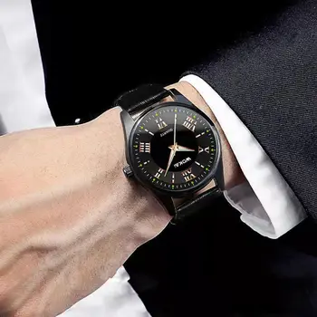 WOKAI wysokiej jakości męskie dorywczo zegarek Kwarcowy z paskiem, Świecące wodoodporne biznesowych wodoodporne modne zegarki, vintage szafirowe