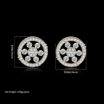 Czarny Rhinestone Okrągłe Kolczyki w Kolorze Złota Mikro Utorować cyrkonia Puste Hip-Hop Biżuteria Moda Prezenty dla Mężczyzn i Kobiet