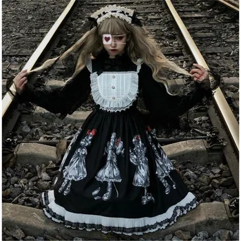 Gotycka sukienka w stylu Lolity Dark Angel Serii High Low Lolita JSK Od Soufflesong Kawaii Retro Ciemna Japońska Słodka Lolita