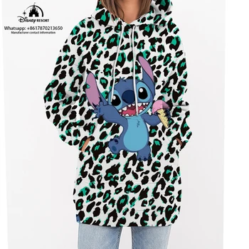 Nowy Ścieg Kreskówka Jesień Sexy Mini Bluza Z Kapturem Disney Marka Odzieżowa Leopard Eleganckie Damskie Wieczorowe Długa Bluza