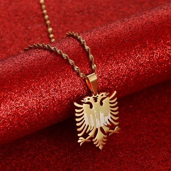 Naszyjniki шкентелей Orła Albanii stali nierdzewnej w kolorze złota powiesiła etniczne Prezenty dla biżuterii ludzi kobiet 1