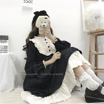 Kobiety Średniowieczny Gotycki Retro Lolita Dziewczyny Tea Party Strój Cosplay Anime Wiktoriańskie Suknie Z Długim Rękawem Japoński Op Kawaii Kostiumy