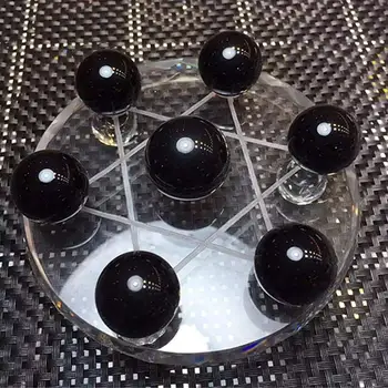 7 star wiatr naturalny czarny obsydian kwarcowy kryształowa kula strona część dekoracji wody