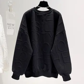 Damska wiosenno-jesienna nowa koreańska wersja swetry, luźna długa kurtka, sweter z długim rękawem i word nadrukiem